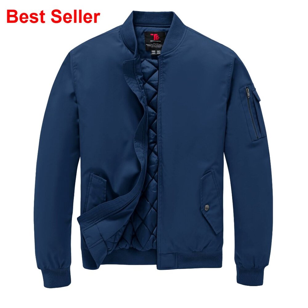 Men's Winter Windbreaker Bomber Jacket Padded Softshell Zip Up Coat
